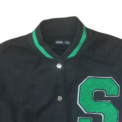 SHEIN Women Black Varsity Jacket Size 12 Letterman Style