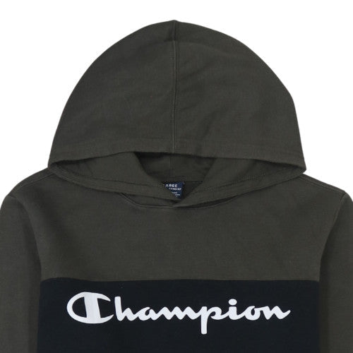 Champion Boys Black Pullover Hoodie 13-14 Years Logo Colourblock Sweatshirt