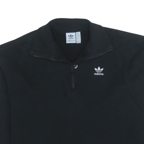 Adidas Womens Black 1/4 Zip Sweatshirt Size 10 Cotton Blend