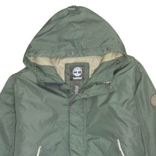 Timberland Men’s Green Hooded Parka Jacket L Nylon Water Resistant