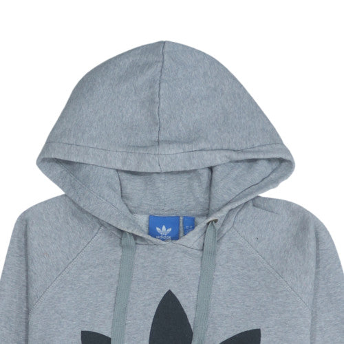 Adidas Mens Grey Pullover Hoodie L Sports Logo Fleece Sweatshirt