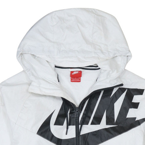 Nike Womens White Full Zip Hoodie Small Polyester Hooded Sportswear