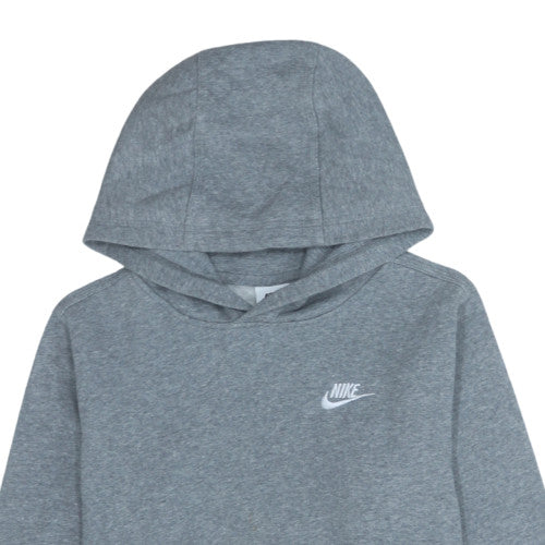 Nike Boys Grey Pullover Hoodie 158-170cm Classic Fleece Sweatshirt