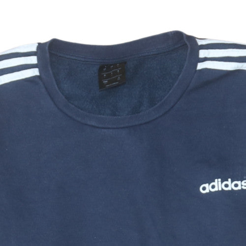 Adidas Men's Navy Blue Crew Neck Pullover Sweatshirt Size L