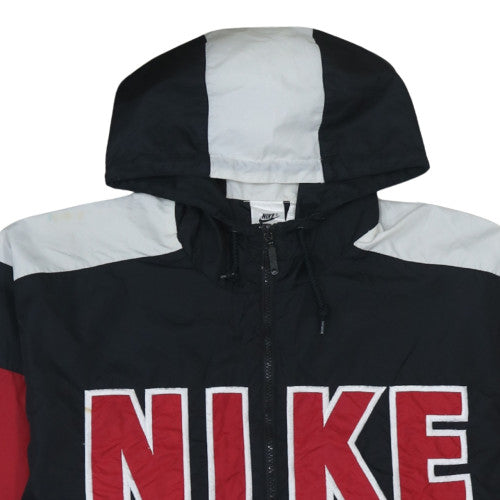 Nike Men's Black Red Windbreaker Retro Hooded Jacket Size M