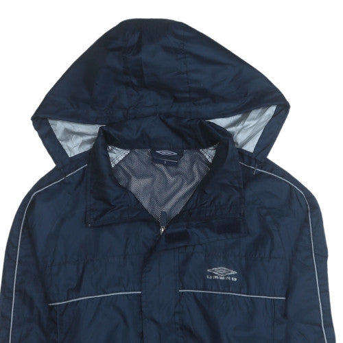 Umbro Men Blue S Windbreaker Hooded Sports Jacket