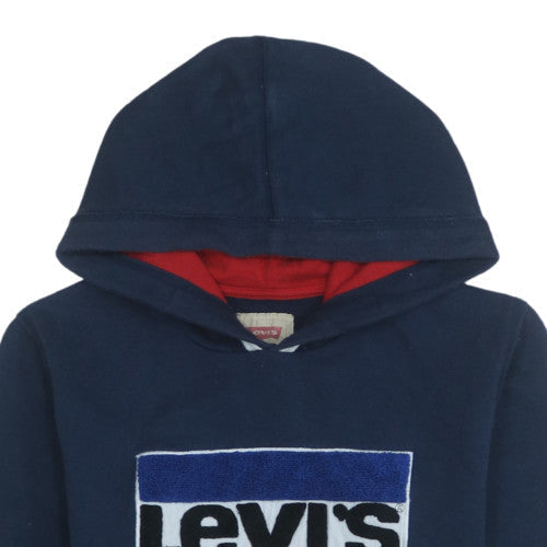 Levi's Boys Navy Pullover Hoodie Size 14 Cotton Blend Logo Sweatshirt