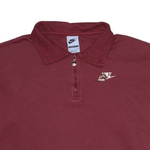 Nike Womens Burgundy 1/4 Zip Oversized Sweatshirt S Cotton Blend