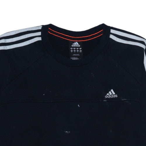 Adidas Men Black Crew Neck Pullover Sweatshirt Size M Sports Fleece
