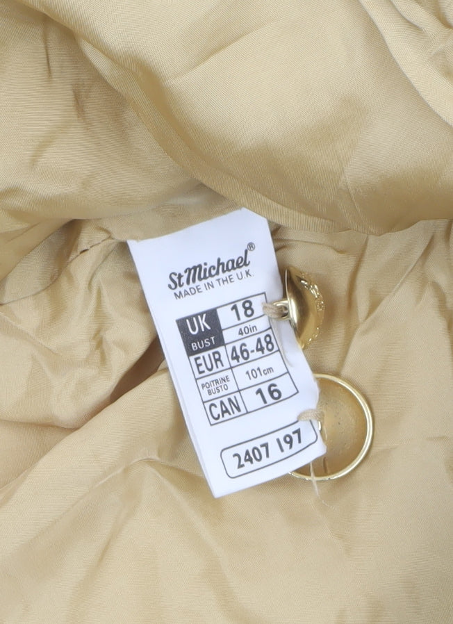 Marks & Spencer St Michael Beige Wool Double-Breasted Women's Blazer UK 18