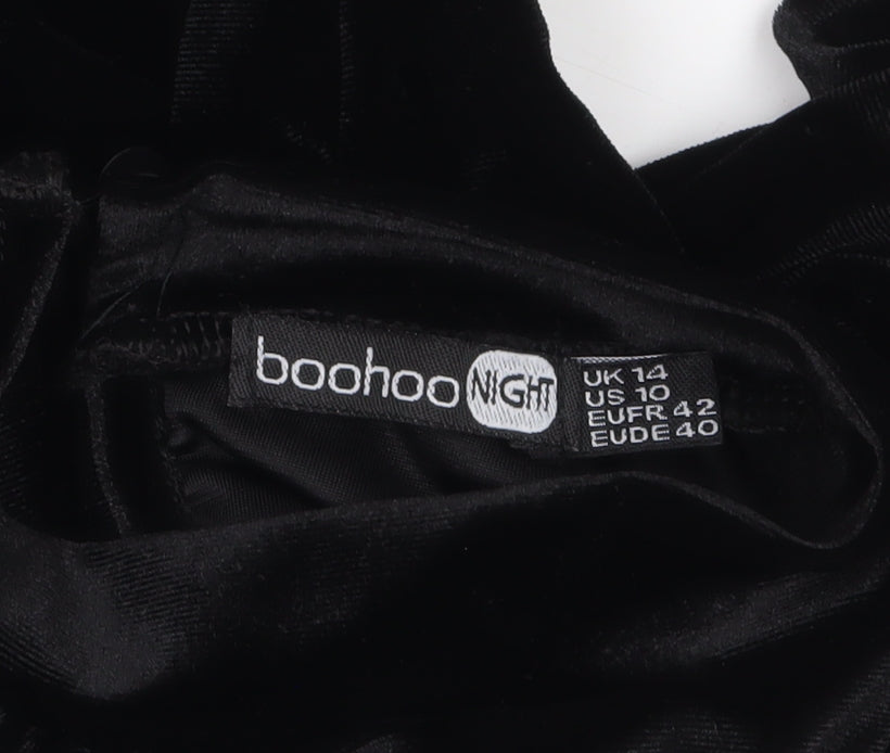 Boohoo Women’s Black Velvet Bodycon Dress Size 14 Evening Party