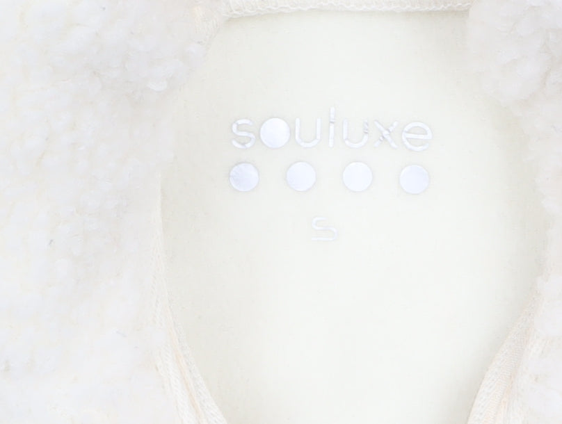 Souluxe Women Ivory Fleece 1/4 Zip Pullover Sweatshirt Size S