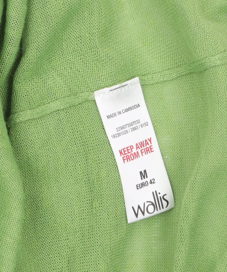 Wallis Women Green Size 14 Lightweight Open Knit Cardigan