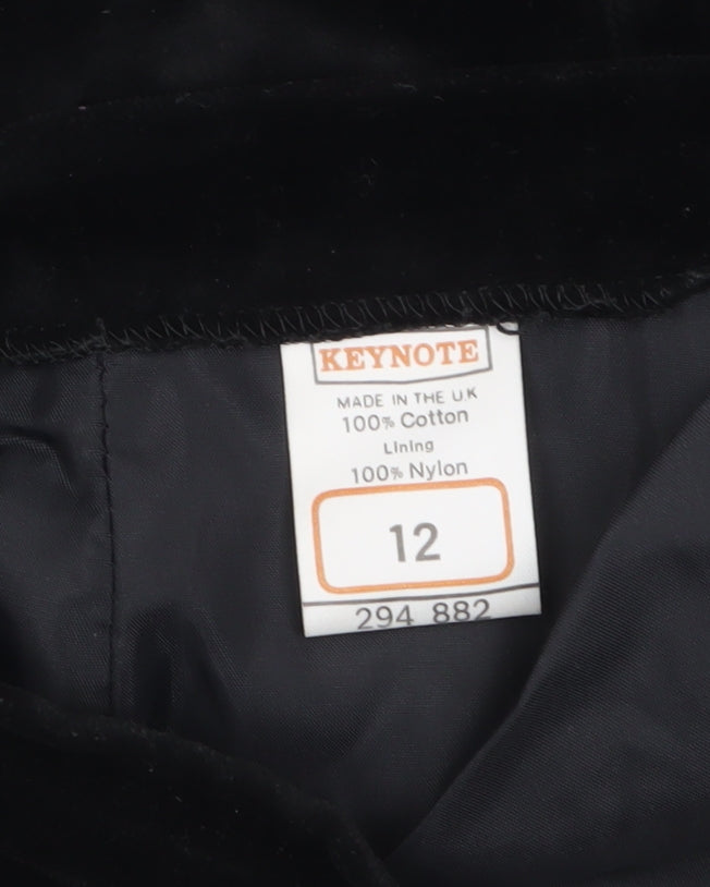 Keynote Women's Black Velvet Knee Length Pencil Skirt Size 12