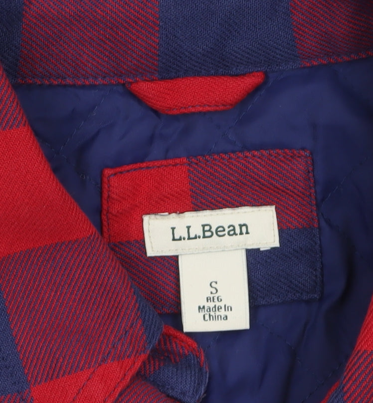 L.L. Bean Men's Red Blue Check Flannel Button-Up Shirt Size S Regular