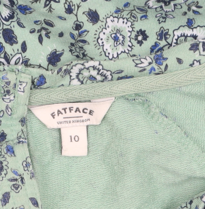 FatFace Women's Green Floral Cotton Tunic Blouse Size 10