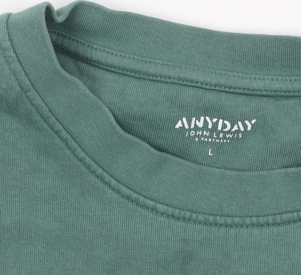 John Lewis Anyday Men’s Green Cotton Crew Neck Sweatshirt Size L
