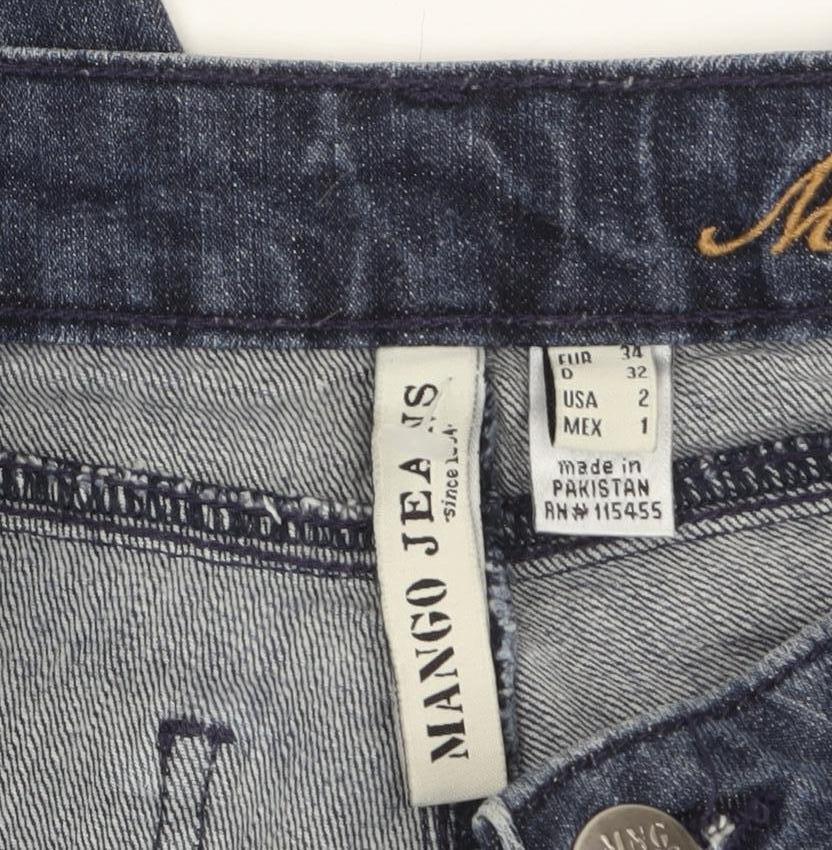 Mango Women Blue Skinny Stretch Denim Jeans Size 6 with Ankle Zip