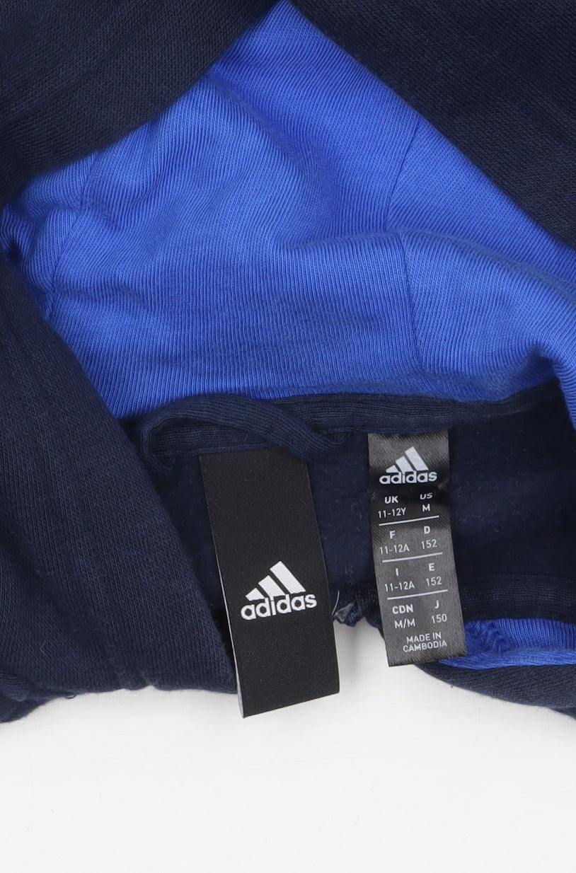 Adidas Boys Navy Blue Full Zip Hoodie 11-12 Years Cotton Blend