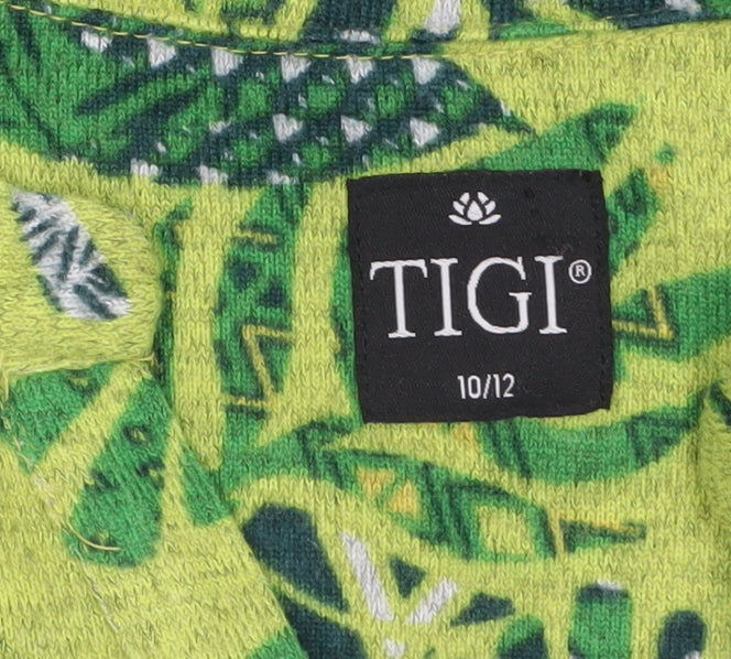 TIGI Women’s Green Leaf Print Tunic Blouse Size 10/12
