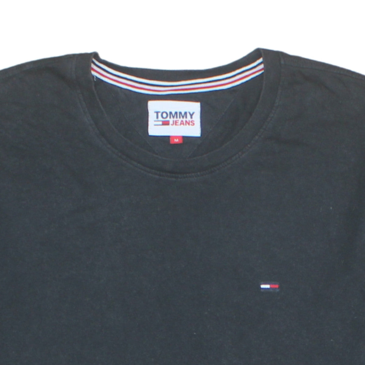 Tommy Jeans Men's Black Cotton Crew Neck T-Shirt M Regular Fit