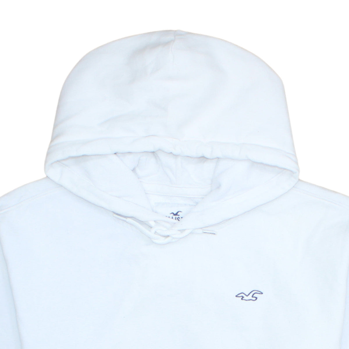 Hollister Men’s White Pullover Hoodie L Logo Fleece Sweatshirt