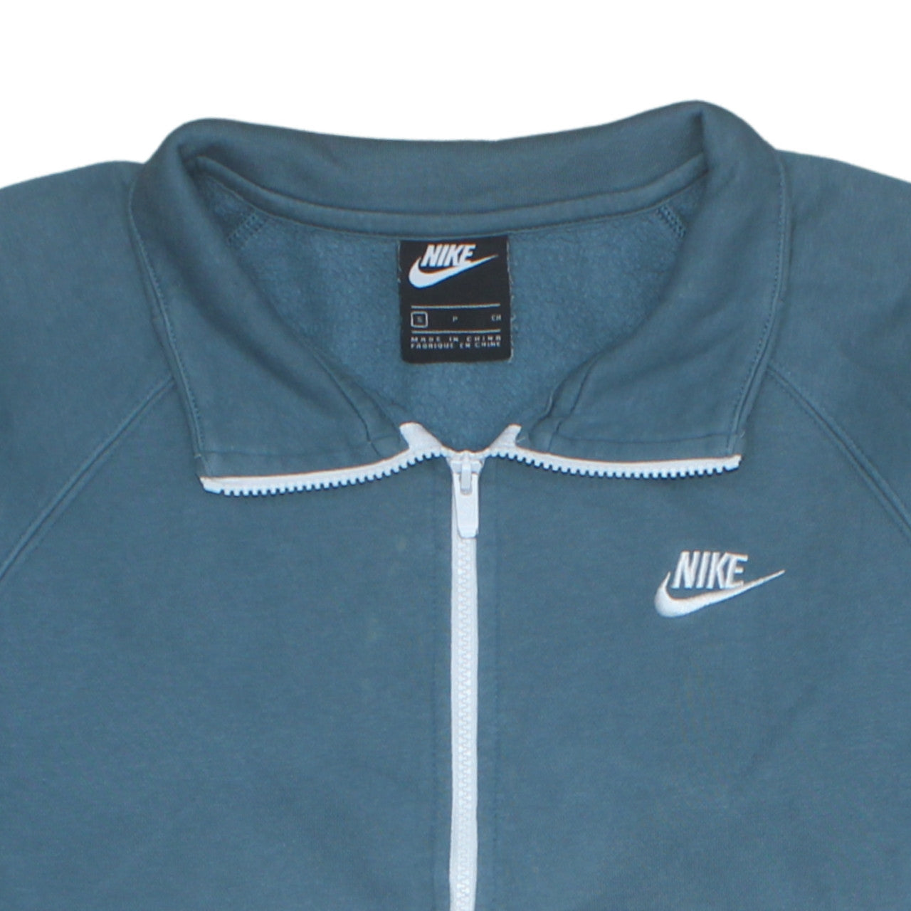 Nike Men's Blue Full Zip Sweatshirt Small Collared Logo Design