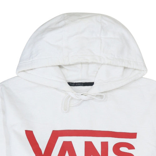 Vans Mens White Pullover Hoodie Medium Fleece Logo Skate Style