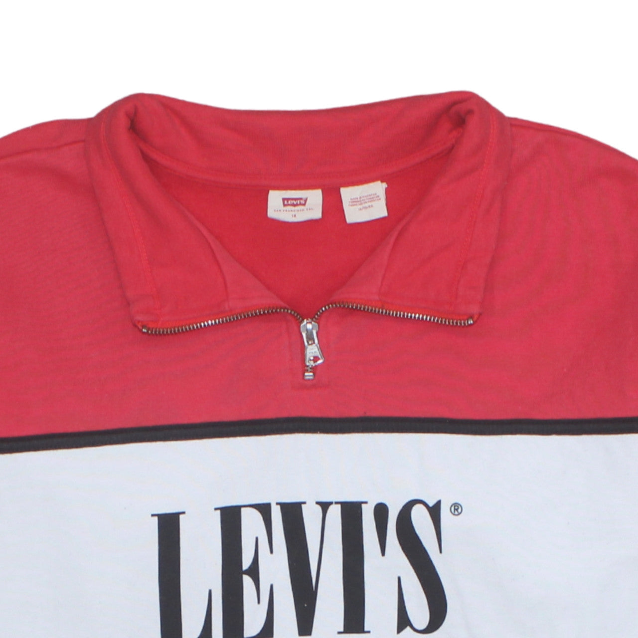 Levi's Men's Red 1/2 Zip Logo Sweatshirt XL Regular Fit