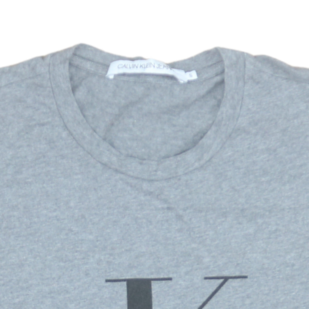 Calvin Klein Jeans Men's Grey Logo Crew Neck T-Shirt Size S