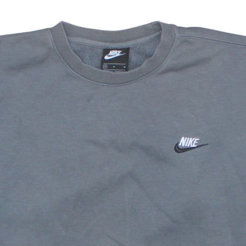 Nike Men's Grey Pullover Sweatshirt M Crew Neck Logo Fleece