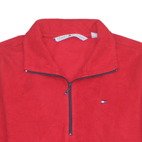 Tommy Hilfiger Men's Red 1/4 Zip Fleece Sweatshirt Size M
