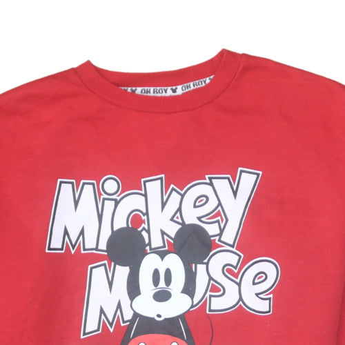 Disney Womens Red Mickey Mouse Pullover Sweatshirt Size 12/14