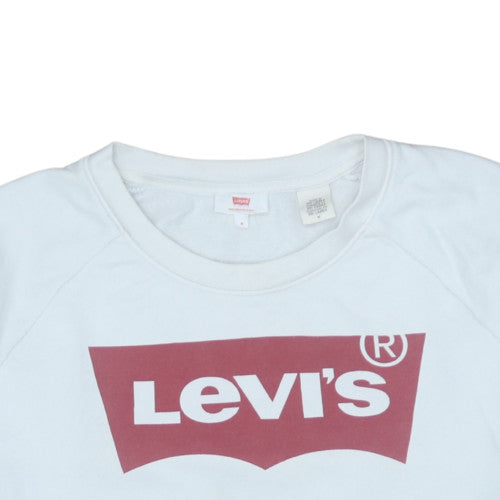 Levi's Men's White Medium Logo Crew Neck Pullover Sweatshirt
