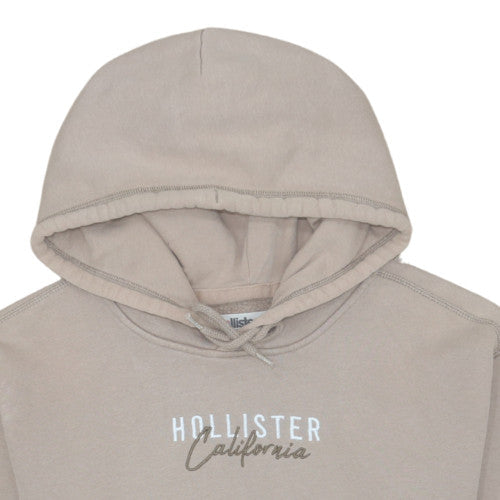 Hollister Men’s Beige Pullover Hoodie XS Logo Fleece Sweatshirt