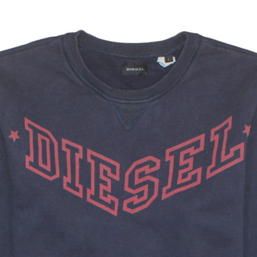 Diesel Mens Blue Cotton Crew Neck Pullover Sweatshirt L