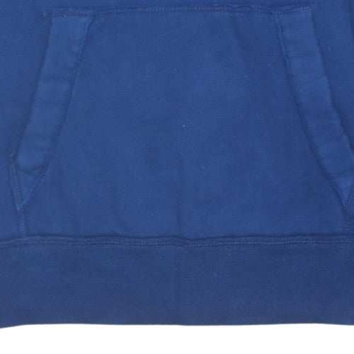 Hollister Men's Blue Henley Hoodie XL Embroidered Logo Fleece