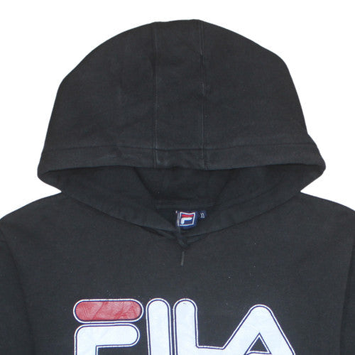 Fila Mens Black XL Pullover Hoodie with Logo Print