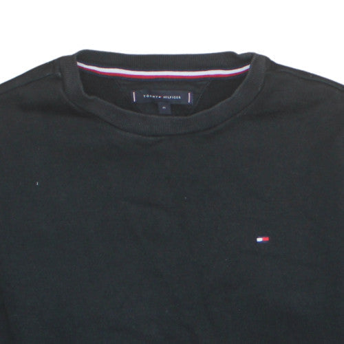 Tommy Hilfiger Men's Black Logo Tape Crew Neck Sweatshirt M