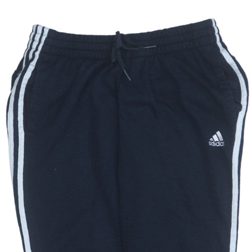 Adidas Men Black Jogger Trousers L Elastic Waist Side Stripe