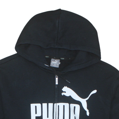 Puma Men's Black Full Zip Hoodie XL Logo Fleece Sweatshirt
