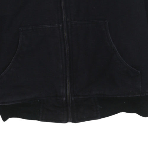 FSBN Men's Black Hooded Bomber Jacket Size M Full Zip Cotton Blend