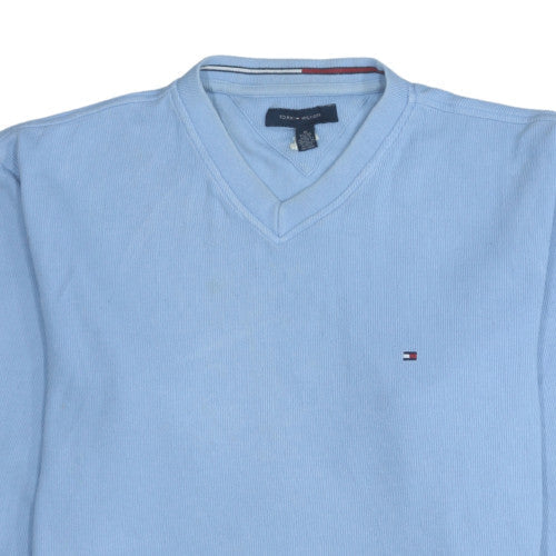 Tommy Hilfiger Men’s Blue V-Neck Cotton Pullover Jumper XL