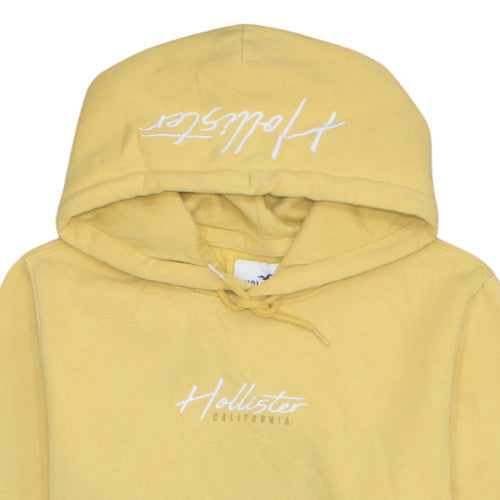 Hollister Men’s Yellow Pullover Hoodie M Fleece Logo Must-Have