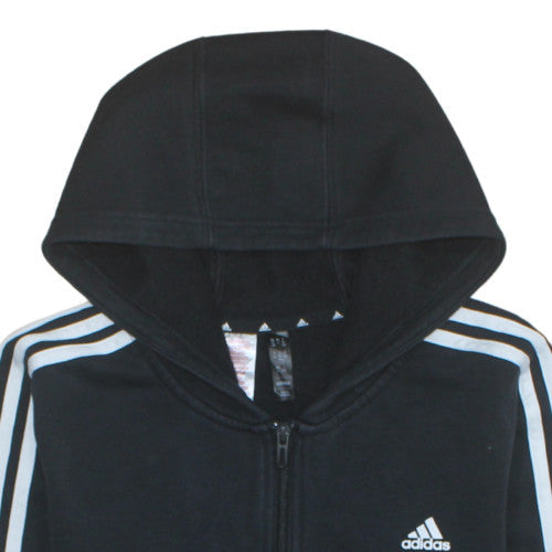 Adidas Boys Black Full Zip Hoodie 14 Years Regular Fit Sports Fleece