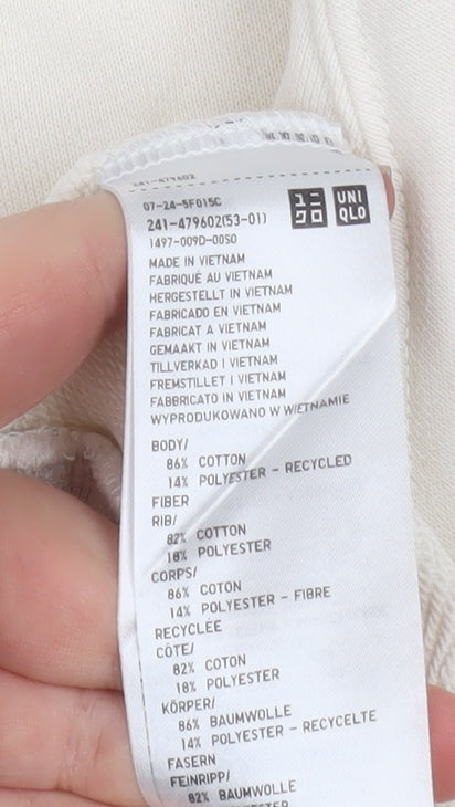 Uniqlo Women Beige Cotton Blend Pullover Sweatshirt L