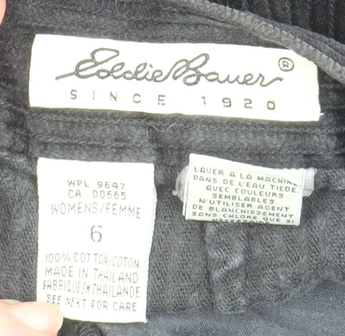 Eddie Bauer Women Black Corduroy High Rise Pleated Trousers Size 6