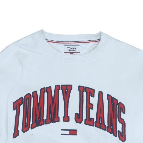 Tommy Jeans Men's White Cotton Crew Neck Sweatshirt M