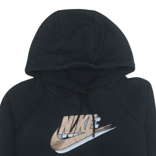Nike Womens Black XS Pullover Hoodie Gold Logo Sweatshirt