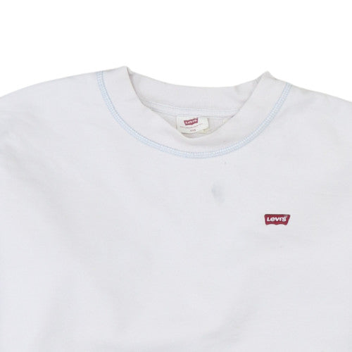 Levi's Women's White Cotton Crew Neck Pullover Sweatshirt XXS